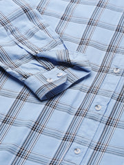 Men Sky Slim Fit Checkered Casual Shirt