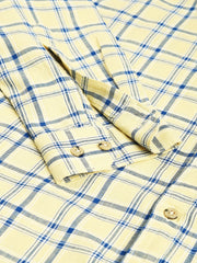 Men Yellow Slim Fit Checkered Casual Shirt