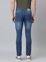 Men Mid Blue Slim Fit Mid Rise Clean Look Streachable Jeans