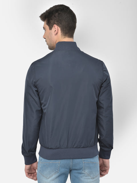 Men Navy Regular Fit Solid Jacket