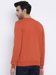 Men Rust Regular Fit Crew Neck Sweat Shirt
