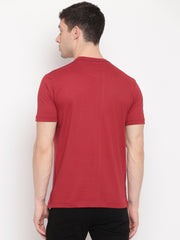 Men Rust Regular Fit Printed Round Neck T-Shirt