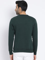 Men Hunter Green Regular Fit Crew Neck Sweat Shirt
