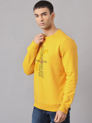 Men Yellow Regular Fit Crew Neck Sweat Shirt