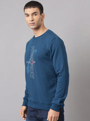 Men Navy Regular Fit Crew Neck Sweat Shirt