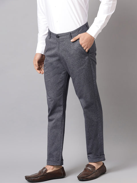 Men Grey Slim Fit Mid Rise Casual Trouser