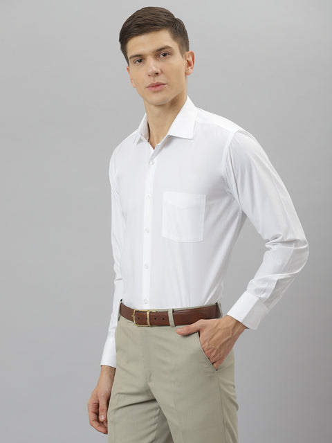 Men White Regular Fit Solid Formal Shirt