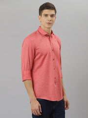 Men Pink Slim Fit Printed Casual Shirt