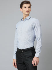 Men Sky Blue Regular Fit Solid Formal Shirt