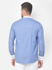 Men Blue Slim Fit Printed Casual Shirt