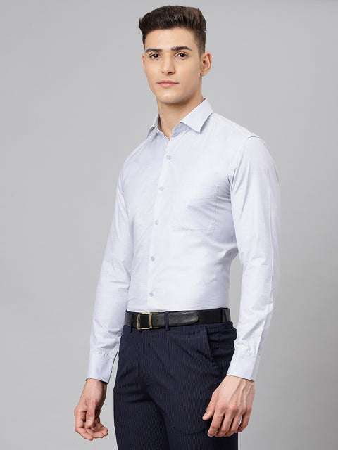 Men Grey Regular Fit Solid Formal Shirt