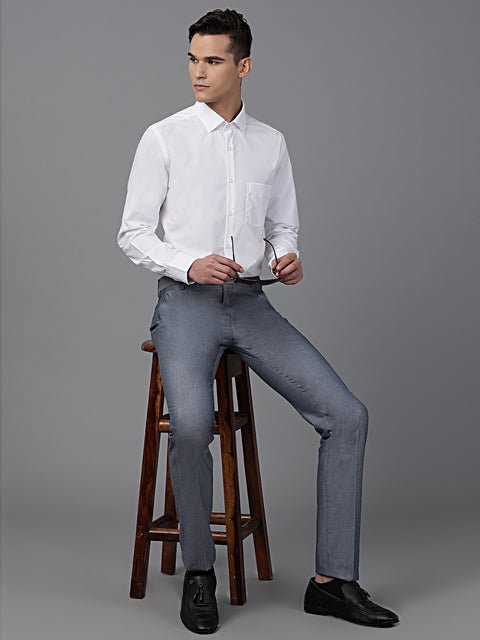 Men Blue Smart Fit Mid Rise Formal Trouser
