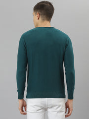 Men Olive Regular Fit Round Neck Full Sleeve Sweater