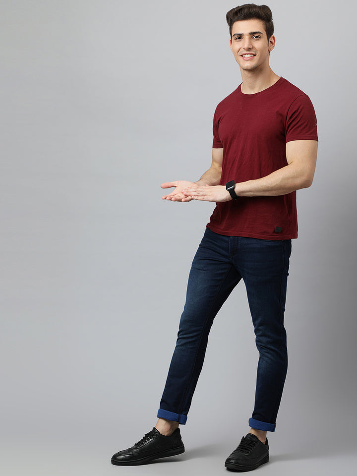 Men Indigo Slim Fit Mid Rise Clean Look Stretchable Jeans