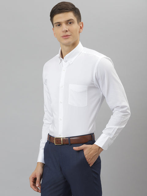 Men White Regular Fit Solid Formal Shirt