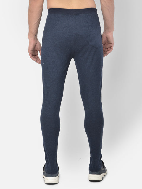 Men Blue Slim Fit Mid Rise Solid Lower