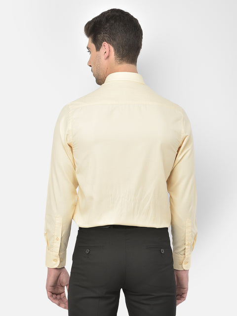 Men Beige Regular Fit Solid Formal Shirt