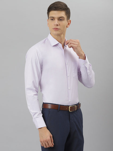 Men Light Purple Regular Fit Solid Formal Shirt