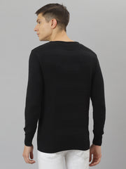 Men Black Regular Fit Round Neck Full Sleeve Sweater