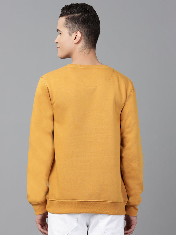 Men Mustard Regular Fit Crew Neck Sweat Shirt