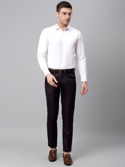 Men Wine Smart Fit Mid Rise Formal Trouser