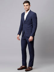 Men Blue 2 Piece Solid Formal Suit