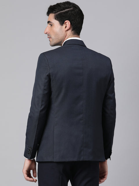 Men Navy Regular Fit Solid Formal Blazer