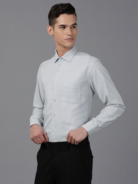Men Grey Regular Fit Solid Formal Shirt