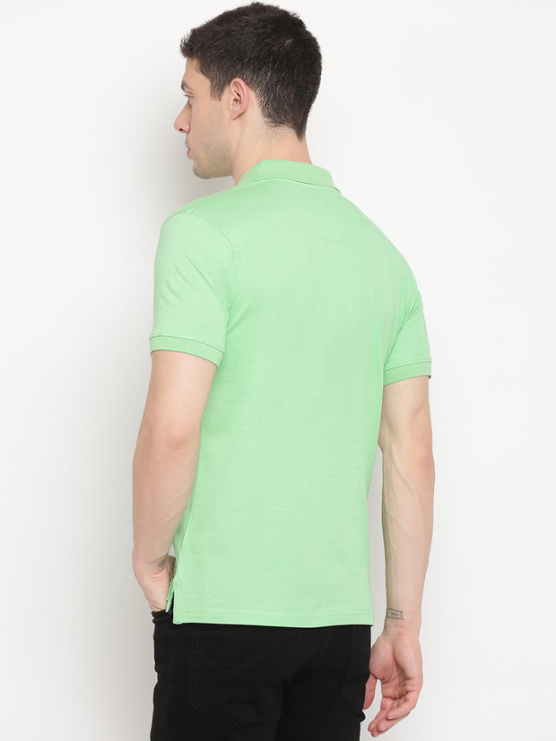 Lime Green Regular Fit Polo Neck T-Shirt