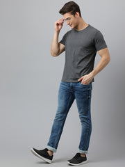 Men Ice Blue Slim Fit Mid Rise Clean Look Strechable Jeans