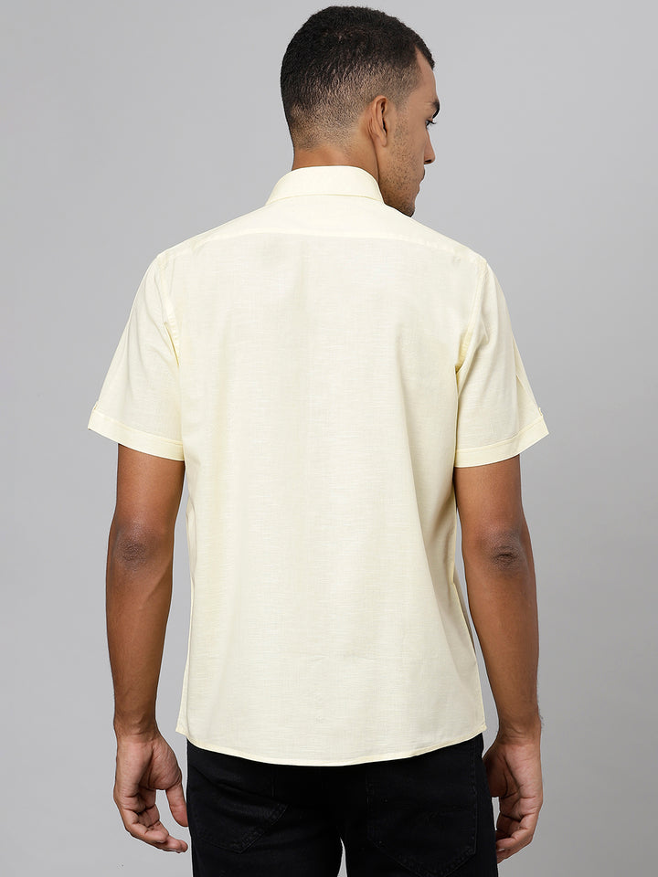 Men Yellow Slim Fit Solid Casual Shirt