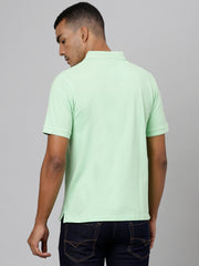 Men Neon Green Regular Fit Solid Polo Neck T-Shirt