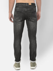 Men Black Slim Fit Mid Rise Washed Streachable Jeans
