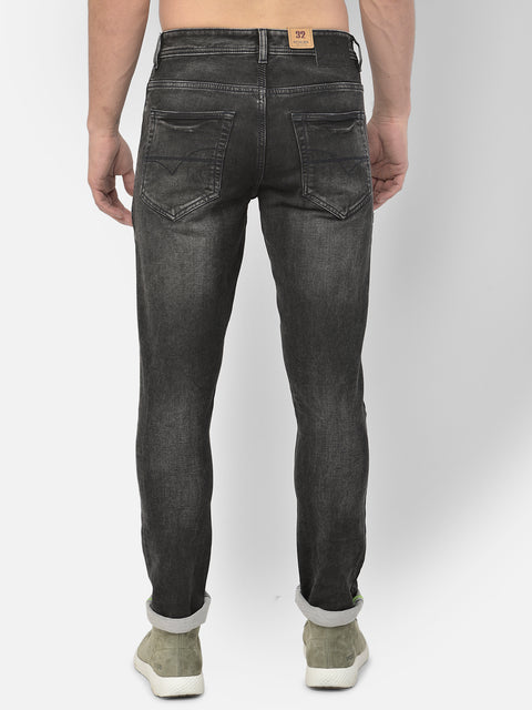 Men Black Slim Fit Mid Rise Washed Streachable Jeans