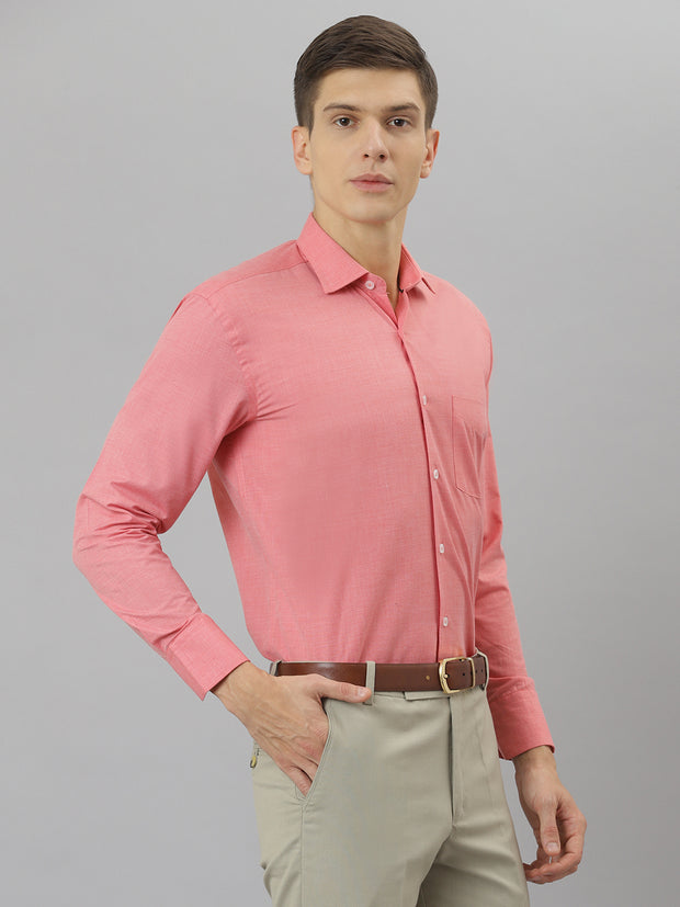 Men Red Regular Fit Solid Formal Shirt