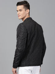 Men Black Regular Fit Padded Solid Jacket