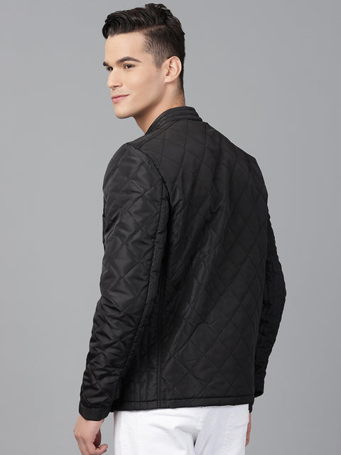 Men Black Regular Fit Padded Solid Jacket