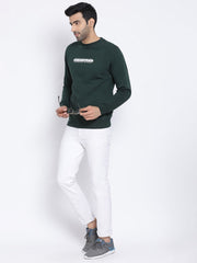 Men Hunter Green Regular Fit Crew Neck Sweat Shirt