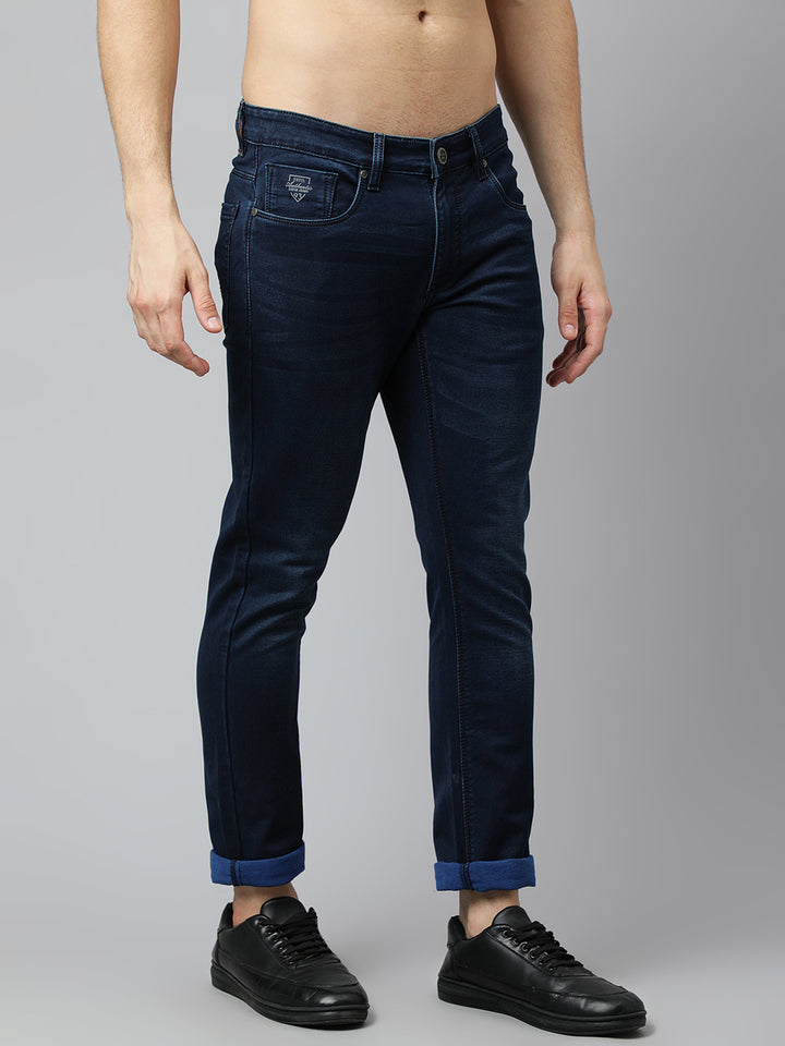 Men Indigo Slim Fit Mid Rise Clean Look Stretchable Jeans