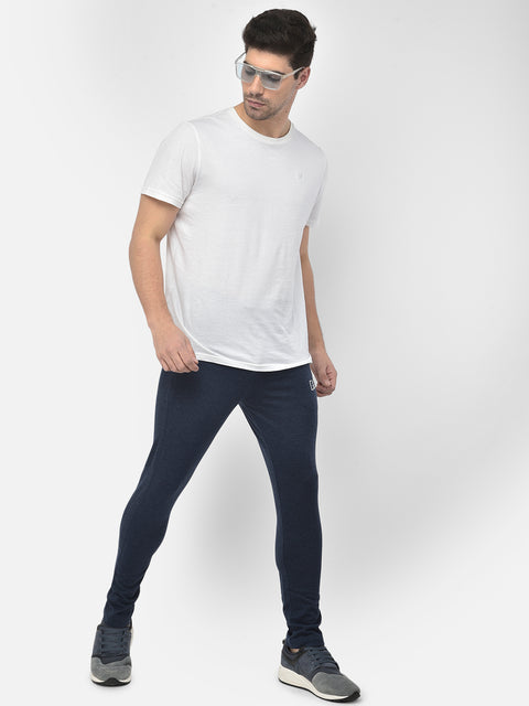 Men Blue Slim Fit Mid Rise Solid Lower