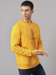 Men Yellow Regular Fit Crew Neck Sweat Shirt