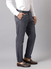 Men Grey Slim Fit Mid Rise Casual Trouser