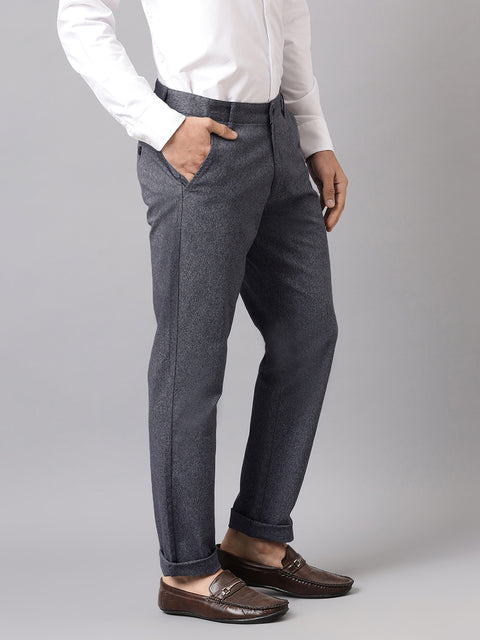 Men Grey Slim Fit Mid Rise Casual Trouser