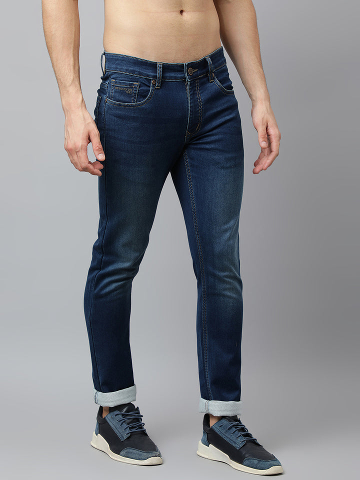 Men Tint Blue Slim Fit Mid Rise Clean Look Stretchable Jeans