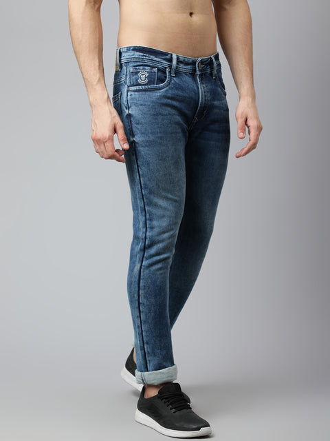 Men Ice Blue Slim Fit Mid Rise Clean Look Strechable Jeans
