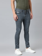 Men Dark Grey Slim Fit Mid Rise Clean Look Streachable Jeans