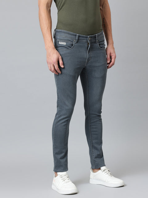 Men Dark Grey Slim Fit Mid Rise Clean Look Streachable Jeans