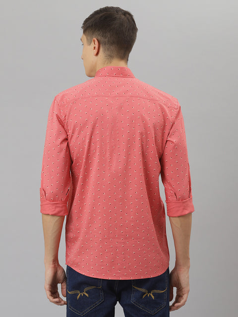 Men Pink Slim Fit Printed Casual Shirt