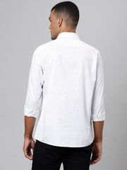 Men White Slim Fit Printed Casual Shirt