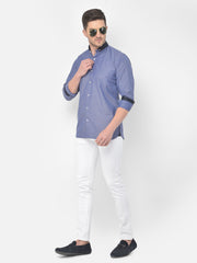 Men Blue Slim Fit Printed Casual Shirt